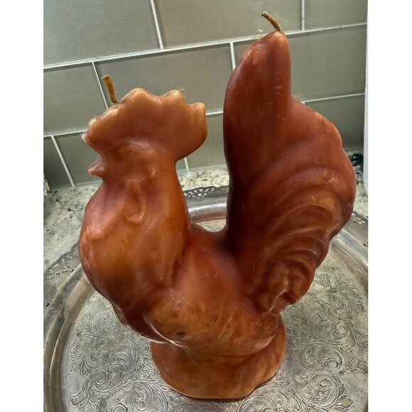 2 VTG Candelier Handcrafted Figural Wax Rooster Candle Table Top Decor Farmhouse - Picture 2 of 16
